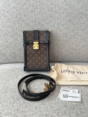Authentic Louis Vuitton Monogram Vertical Trunk in Brown and Black